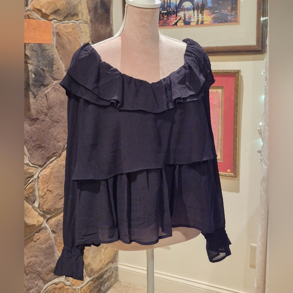 NWT Lot Of 2 Time And Tru Womens Long Sleeve Ruffle Blouse Size XL - Picture 4 of 11